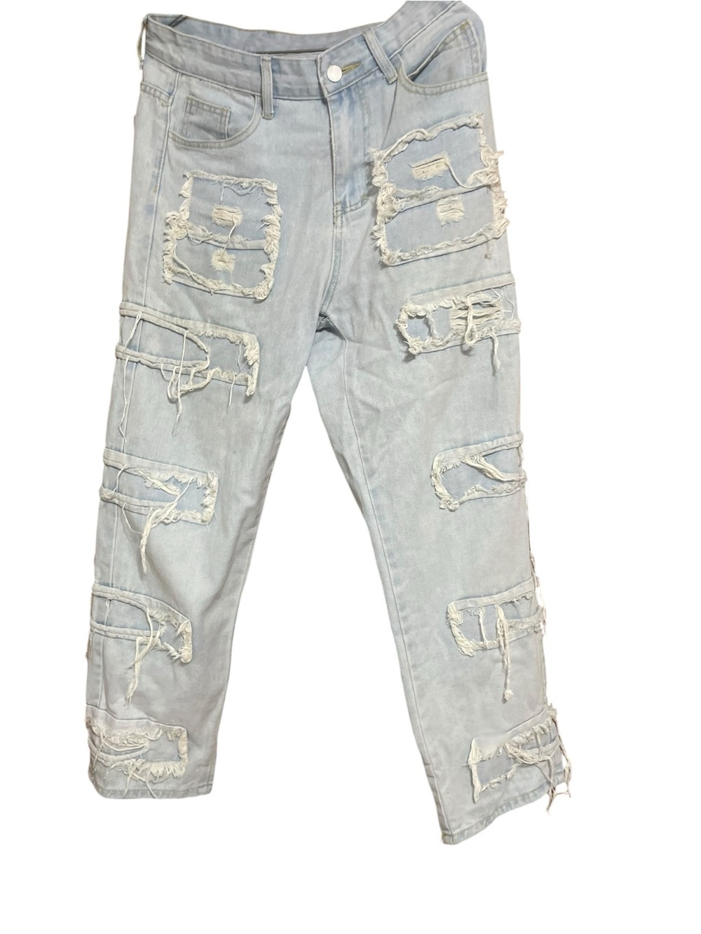 SHEIN Light Wash Distressed Straight-Leg Jeans